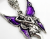 Hand-crafted Scarf Ring, Pendant Slider, Silver Tone Fairy with Purple Wings