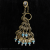 Peacock Bag Charm/Keyring Antique Bronze Crystal Beaded, Turquoise