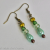 Czech Glass Bead Soup Earrings, Green Mix, Bronze Beading