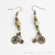 Bicycle Earrings, African Opal Gemstone, Antique Bronze Penny Farthing Charm