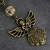 Hand-crafted Scarf Ring Pendant, Antique Bronze Angel with Crackle Glass Beading