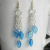 Dangle Earrings Aqua Blue Iridescent Czech Glass on Silver Plated Earwires