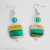 Natural Shell Earrings, Handmade, Teal, Toffee, Silver Plated Fittings