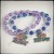 Girls Beaded ''Friends'' Stretch Bangles with Charm - Blue Lilac