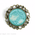 Turquoise Hand Painted and Glazed Antique Bronze Brooch Pin