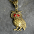 Cute Owl Pendant Necklace Antique Bronze, Austrian Crystal Red Eyes