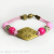 Cord Bracelet Wood Beads, Kiss Me, Pink, Hot Pink, Magnetic Clasp