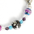 Glass and Crystal Memory Wire Bracelet - Black Fuchsia