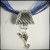 2-way Martini Glass Pendant Necklace & Scarf Ring - Dark Blue