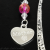 Mother Bookmark - Hot Pink Glass Beaded - Crystals - Antique Silver Tone