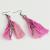 Sari Silk Ribbon Earrings, Pink and Gunmetal, Boho Chic