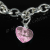 Silver Plated Single Heart Charm Bracelet - Light Pink