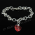 Silver Plated Single Heart Charm Bracelet - Red