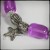Antique Silvertone Beaded Stretch Charm Bracelet Fuchsia