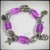 Antique Silvertone Beaded Stretch Charm Bracelet Fuchsia