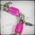 Antique Silvertone Beaded Stretch Charm Bracelet Hot Pink