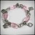 Antique Silvertone Beaded Stretch Charm Bracelet Soft Pink