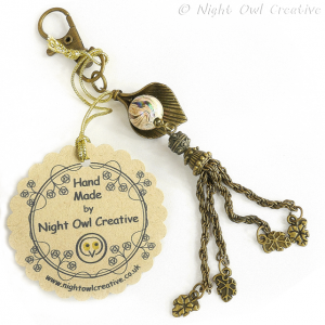 Clip-on Bag Charm - Antique Bronze Beaded Tassel