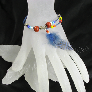 Boho Cord and Bead Bracelet with Feather