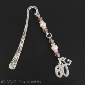 Personalised ''60'' Bookmark, Glass Beads & Freshwater Pearls, Choice of Initial