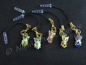 Cloisonne Owl Mobile Phone Charm for Smartphone, iPhone, Samsung, HTC etc