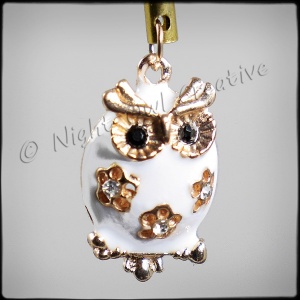 White Enamelled Owl 3D Phone Charm for Smartphones, iPhone, Samsung, etc