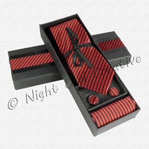 Gents Tie Gift Set Red/Black