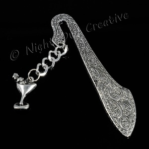 Tibetan Silver Bookmark Charm - Martini with Olives Style #3