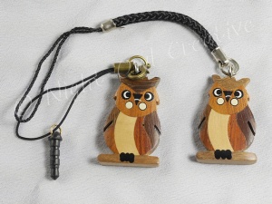 Wooden Owl Handcrafted Mobile Phone Charms