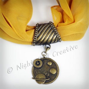 Hand-crafted Scarf Ring, Pendant Slider, Steampunk Celestial