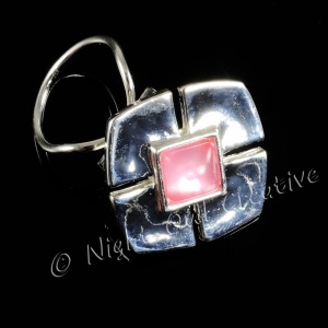 Scarf Clip - Silver Tone with Pink Jewel