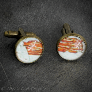 Cuff Links, Antique Bronze and Glass, One-of-a-Kind