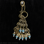 Peacock Bag Charm/Keyring Antique Bronze Crystal Beaded, Turquoise