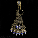 Peacock Bag Charm/Keyring Antique Bronze Crystal Beaded, Blue Violet AB