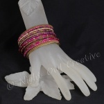 Ethnic Bangle Set Dark Pink Gold - Size Small to Medium