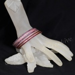 Ethnic Bangle Set Silvertone and Pink Jewelled - Size Medium