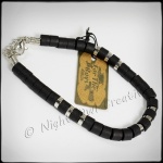 ''For the Boys'' Bracelet Black and Silvertone FB020