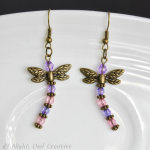 Dragonfly Earrings - Bronze, Lilac and Pink