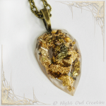 Crystal Resin Handmade Pendant Necklace, Bronze, Gold, Metallic