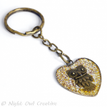 Keyring - Owl Loveheart Antique Bronze set in Crystal Resin
