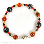 Glass and Crystal Memory Wire Bracelet - Black Fire