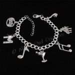 Personalised Music & Martini Silver Plated 7-Charm Bracelet