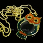 Enamelled Owl Pendant Magnifier