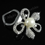 Bow Knot  Scarf Clip, Ring, Sparkling Crystal with Pearls