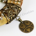 Scarf Ring Pendant, Antique Bronze Owls