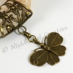 Scarf Ring Pendant Slider, Antique Bronze Butterfly