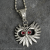 Owl Pendant Necklace Silver Tone, Austrian Crystal Red Eyes