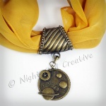 Hand-crafted Scarf Ring, Pendant Slider, Steampunk Celestial